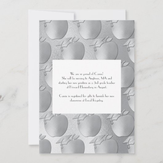 Lehrerin Bildung Abschluss Red Silver Einladung (Rückseite)