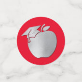 Lehrerin Bildung Abschluss Red Silver Konfetti (Klein Vorderseite)