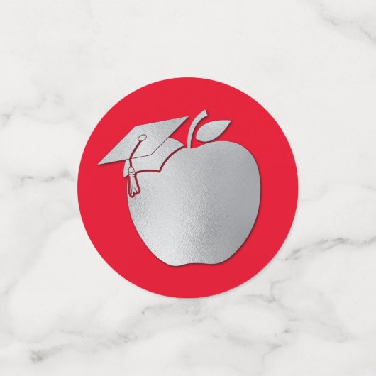 Lehrerin Bildung Abschluss Red Silver Konfetti (Klein Vorderseite)