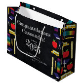 Lehrerin Bildung Chalkboard Abschluss Große Geschenktüte (Vorderseite Schrägansicht)