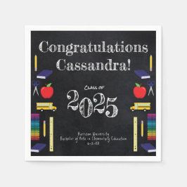 Lehrerin Bildung Chalkboard Abschluss Serviette