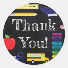 Lehrerin Bildung Chalkboard Abschluss Vielen Dank Runder Aufkleber