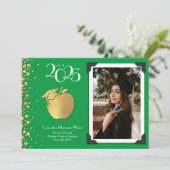 Lehrerin Bildung Gold Abschluss Green Einladung (Stehend Vorderseite)