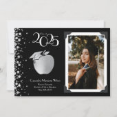 Lehrerin Bildung Silver Abschluss Black Einladung (Vorderseite)