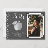 Lehrerin Bildung Silver Abschluss Grau Einladung (Vorderseite)