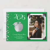 Lehrerin Bildung Silver Abschluss Green Einladung (Vorderseite)