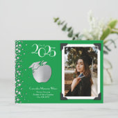 Lehrerin Bildung Silver Abschluss Green Einladung (Stehend Vorderseite)