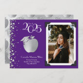 Lehrerin Bildung Silver Abschluss Lila Einladung (Vorne/Hinten)