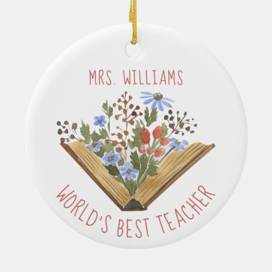 Lehrerin Blumenbücher Keramik Ornament (Hinten)