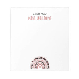 Lehrerin Boho Rainbow Leopard Print Notizblock