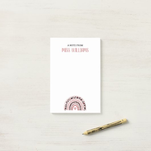 Lehrerin Boho Rainbow Leopard Print Post-it Klebezettel (Auf Schreibtisch)