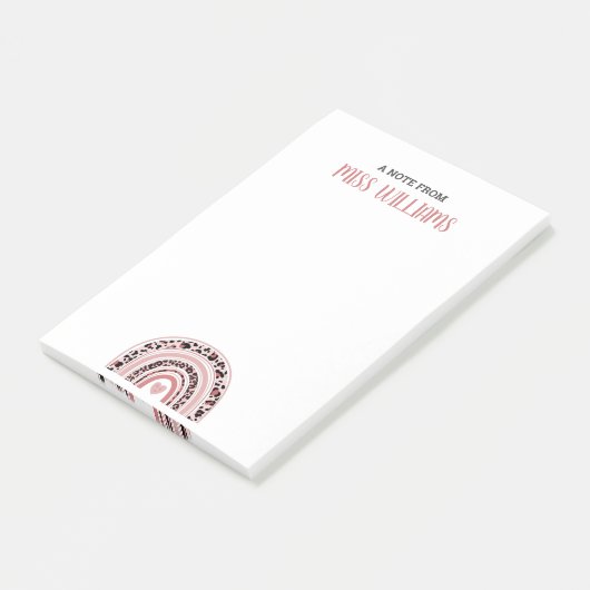 Lehrerin Boho Rainbow Leopard Print Post-it Klebezettel (angewinkelt)