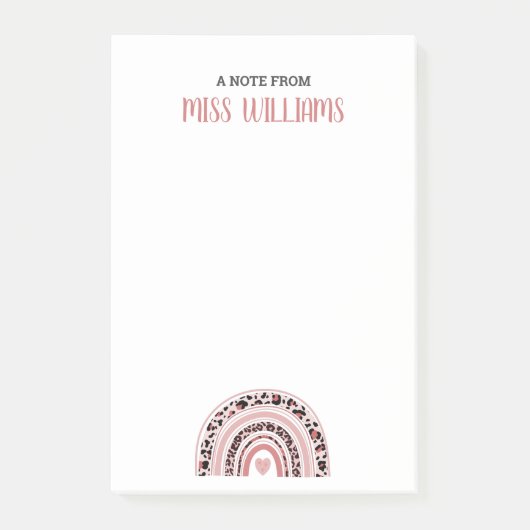 Lehrerin Boho Rainbow Leopard Print Post-it Klebezettel (Vorderseite)