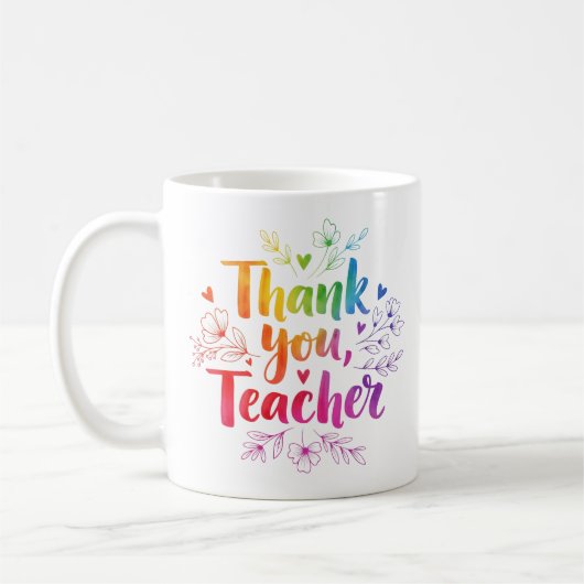 Lehrerin Bright farbenfroh "Danke" Tasse Geschenk (Links)
