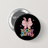 Lehrerin Bunny Bow Stift Ostertage Auferstehung Button (Vorne & Hinten)