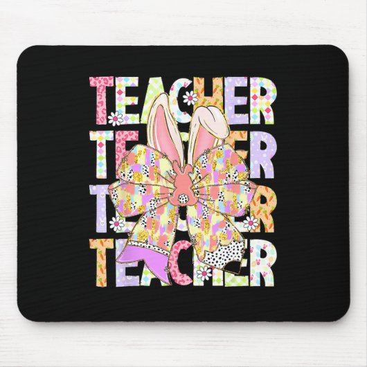 Lehrerin Bunny Coquette Bow Pencil Bunny Ostertag Mousepad (Vorne)