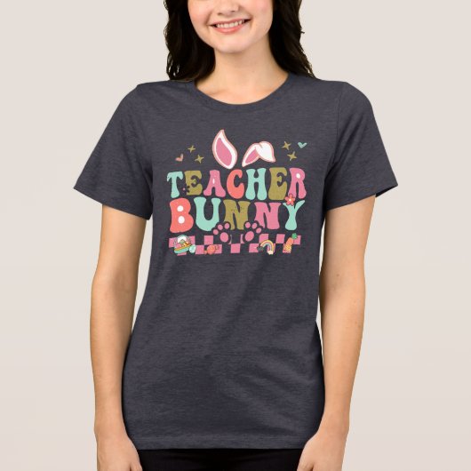 Lehrerin Bunny Graphic Tri-Blend Shirt (Vorderseite)