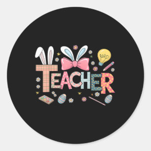 Lehrerin Bunny Osterfest Ostern T-Shirt für Lehrer Runder Aufkleber