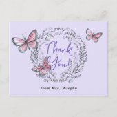 Lehrerin Butterfly Danke Postkarte (Vorderseite)