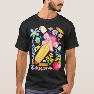 Lehrerin Coquette Schleifen Bleistift Glücklicher  T-Shirt