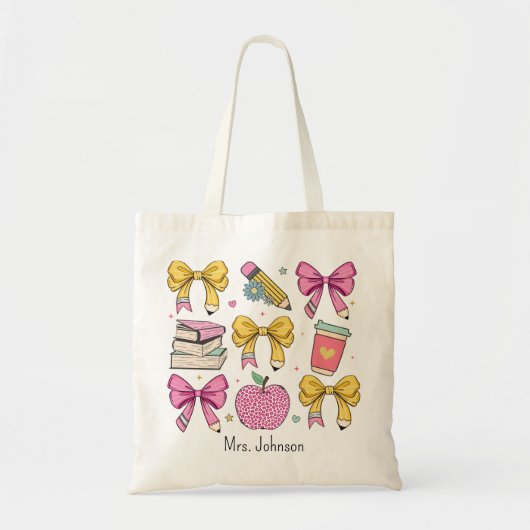 Lehrerin Coquette Stift Bow Muster Tragetasche (Vorne)
