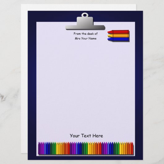 Lehrerin Crayons Letterhead Stationery (Vorne/Hinten)