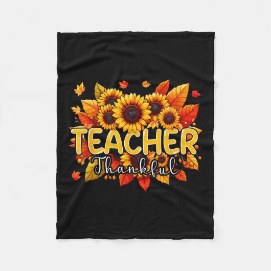 Lehrerin Dankbarer Erntedank Sonnenblumen Fall Pro Fleecedecke (Vorderseite)