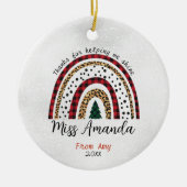 Lehrerin danke dir Weihnachten Regenbogen Keramik Ornament (Vorne)