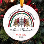 Lehrerin danke dir Weihnachten Regenbogenbäume Keramik Ornament