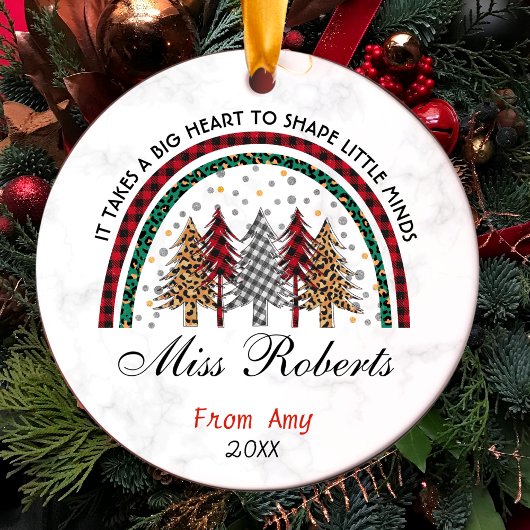 Lehrerin danke dir Weihnachten Regenbogenbäume Keramik Ornament