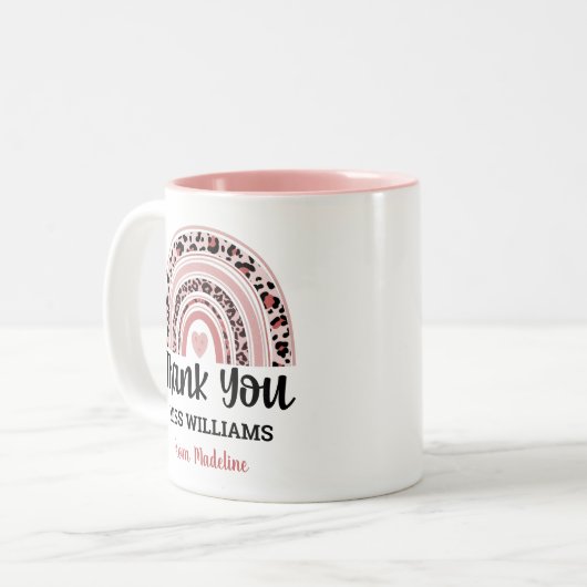 Lehrerin danke Ihnen Rainbow Zweifarbige Tasse (Vorderseite Links)