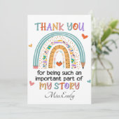 Lehrerin danke Ihnen Zitat Danke Karte (Stehend Vorderseite)