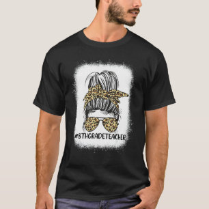 Lehrerin der 8. Klasse Leopard Unordentliche Frisu T-Shirt