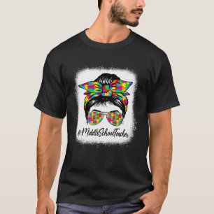 Lehrerin der Mittelstufe Unordentlicher Dutt Fraue T-Shirt