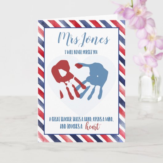 Lehrerin, die Sie haben, einen Handdruck auf unse Karte (Orchidee)