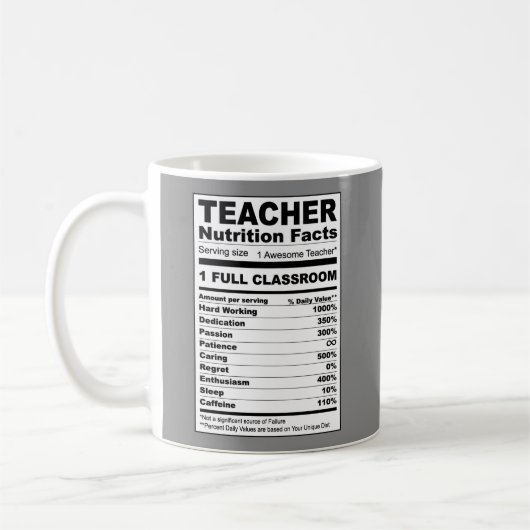 Lehrerin Ernährung Fakten Tasse (Links)
