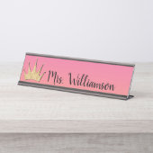 Lehrerin Erzieherin Königin Klassenzimmer Kronengr Schreibtischnamensplakette (Vorderseite )