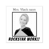 Lehrerin Foto Personalisiert Rockstar Work Permastempel (Design)