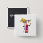 Lehrerin für Blume Button (Vorne & Hinten)