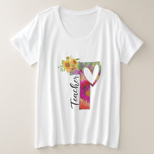 Lehrerin für Blume Große Größe T-Shirt (Design vorne)