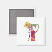 Lehrerin für Blume Magnet (Vorderseite/Rückseite)
