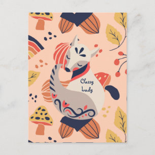 Lehrerin Geschenk KLASSISCHE DAME Hygge Fuchs Postkarte
