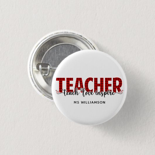 Lehrerin gibt Personalisierten Lehrer ein Geschenk Button (Vorne & Hinten)