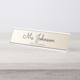 Lehrerin Gold und Glitzer Schreibtischnamensplakette