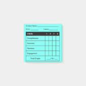 Lehrerin Grading Rubric für Unterricht in Blue Post-it Klebezettel (Vorderseite)