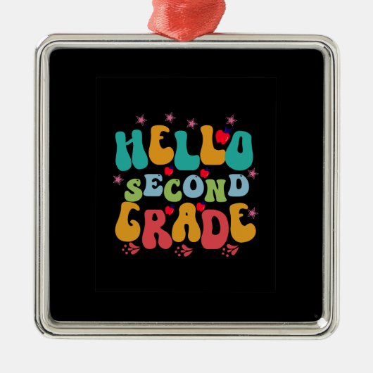 Lehrerin Hallo zweite Klasse Ornament Aus Metall (Vorne)