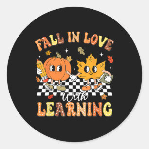 Lehrerin Halloween Fall in der Liebe mit Lernen Da Runder Aufkleber