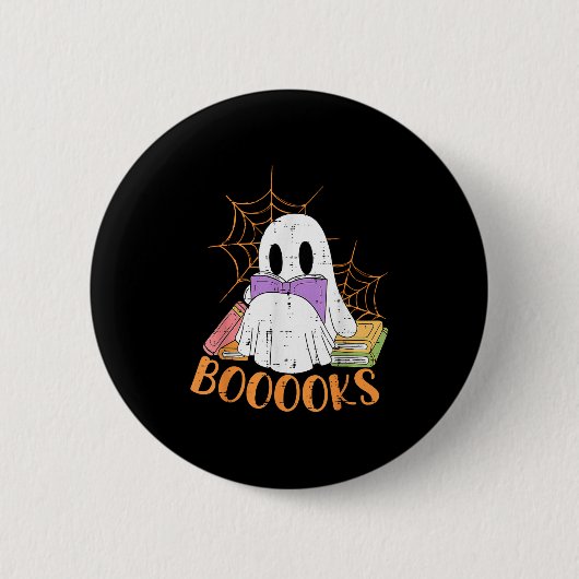 Lehrerin Halloween Shirt Ghost Lehrer Buchbiblioth Button (Vorderseite)