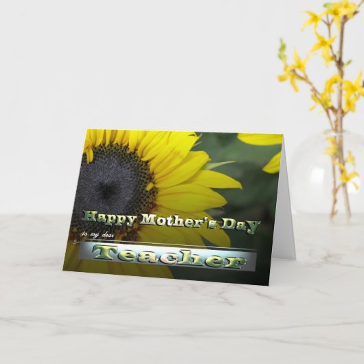 Lehrerin Happy Mutter Tag Sonnenblume Karte (Gelbe Blume)