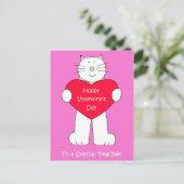 Lehrerin Happy Valentine's Day Cat Feiertagspostkarte (Stehend Vorderseite)